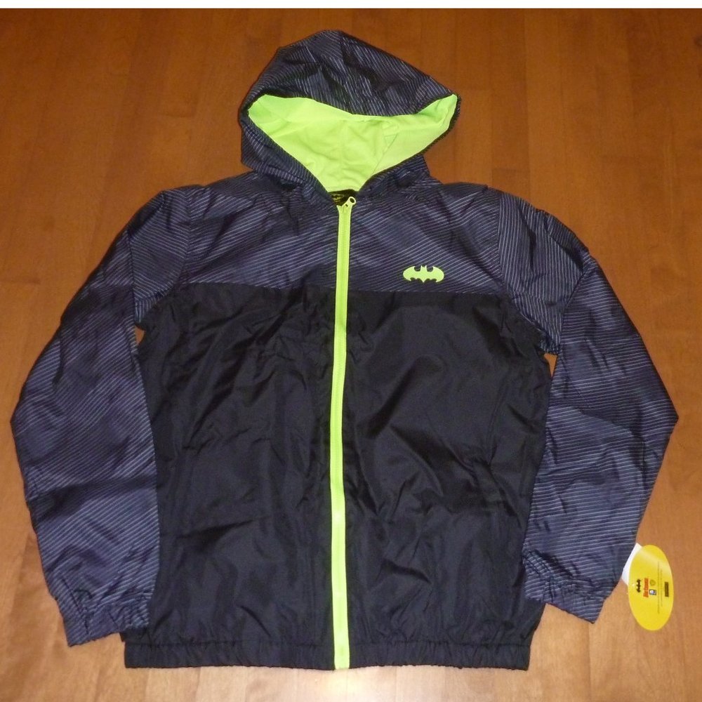 Mens Adult BATMAN Windbreaker Jacket Coat Size Med Large XL  Hood  NWT